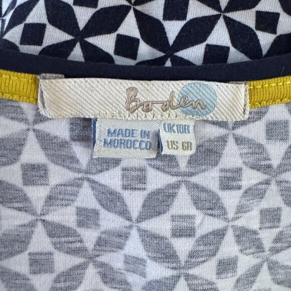 BODEN Navy Blue Faux Wrap Jenny Stretch Knit A-Line Geometric Travel Dress 6 - Picture 4 of 5